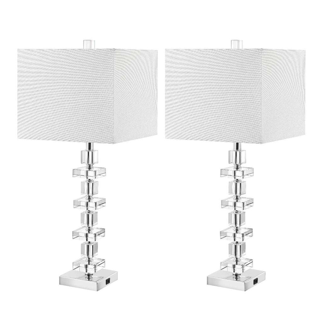 Safavieh Deco Crystal Table Lamp - Clear / Chrome (Set of 2)