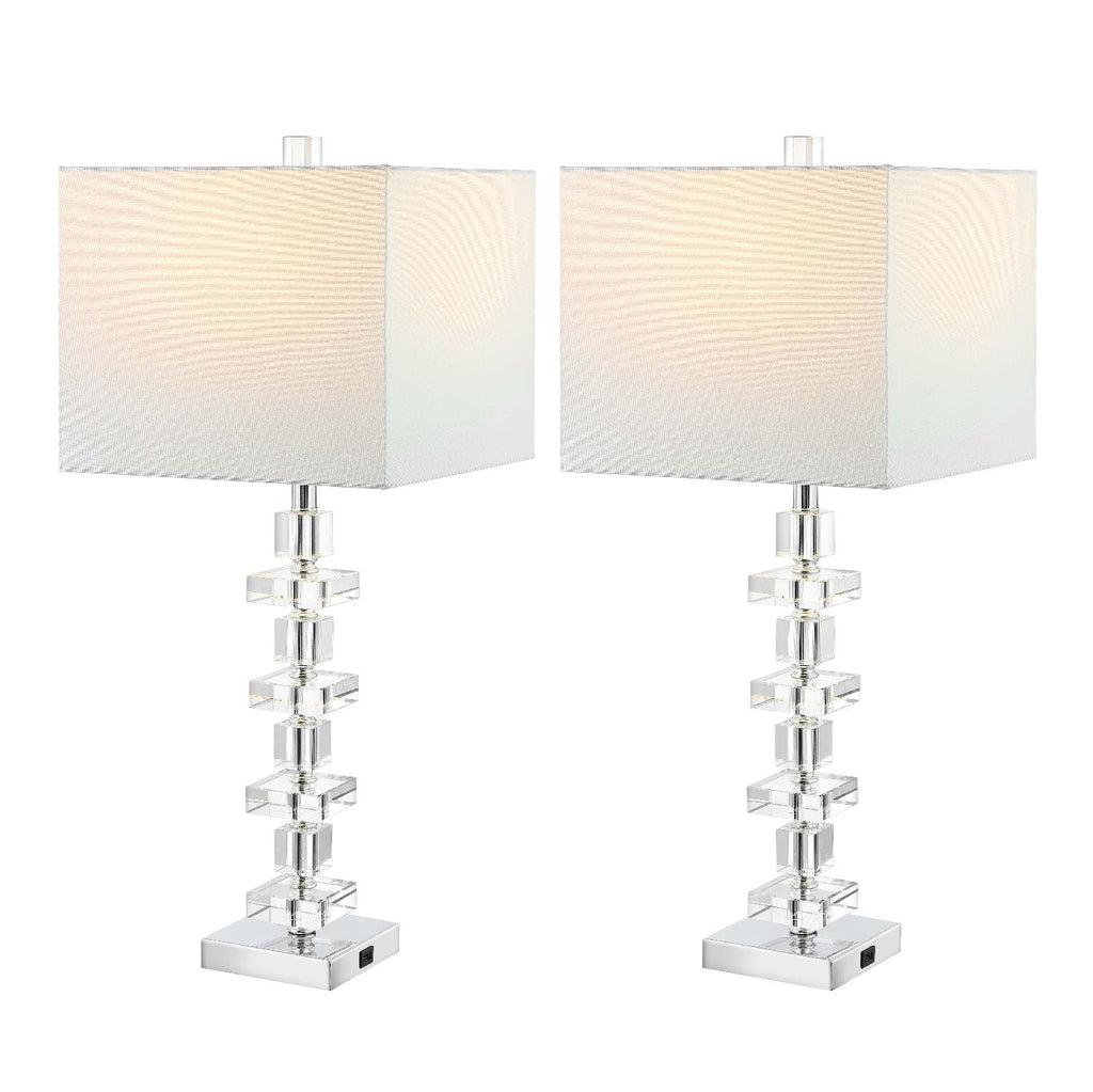 Safavieh Deco Crystal Table Lamp - Clear / Chrome (Set of 2)