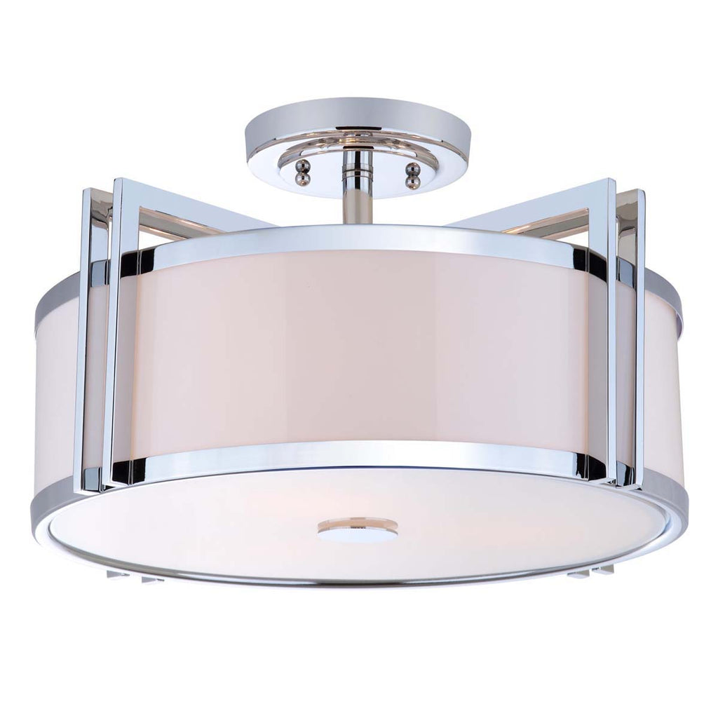 Safavieh Dark Grey 3 Light Chrome 17 Inch Dia Semi Flush-Chrome