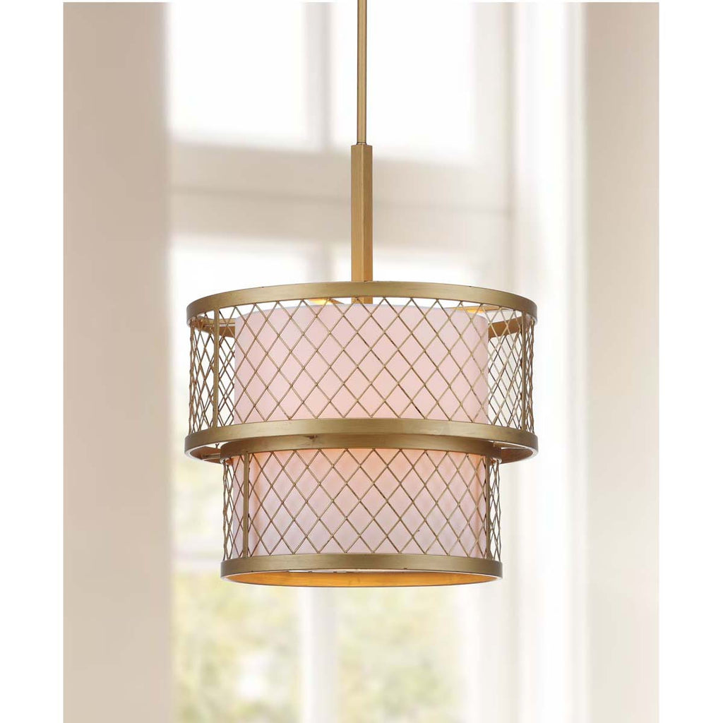 Safavieh Evie Antique 6 Light Gold 17 Inch Dia Mesh Adjustable Pendant-Antique Gold