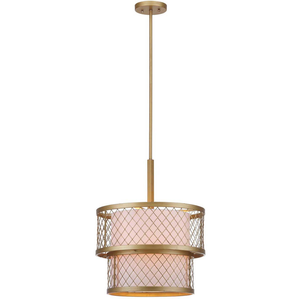 Safavieh Evie Antique 6 Light Gold 17 Inch Dia Mesh Adjustable Pendant-Antique Gold