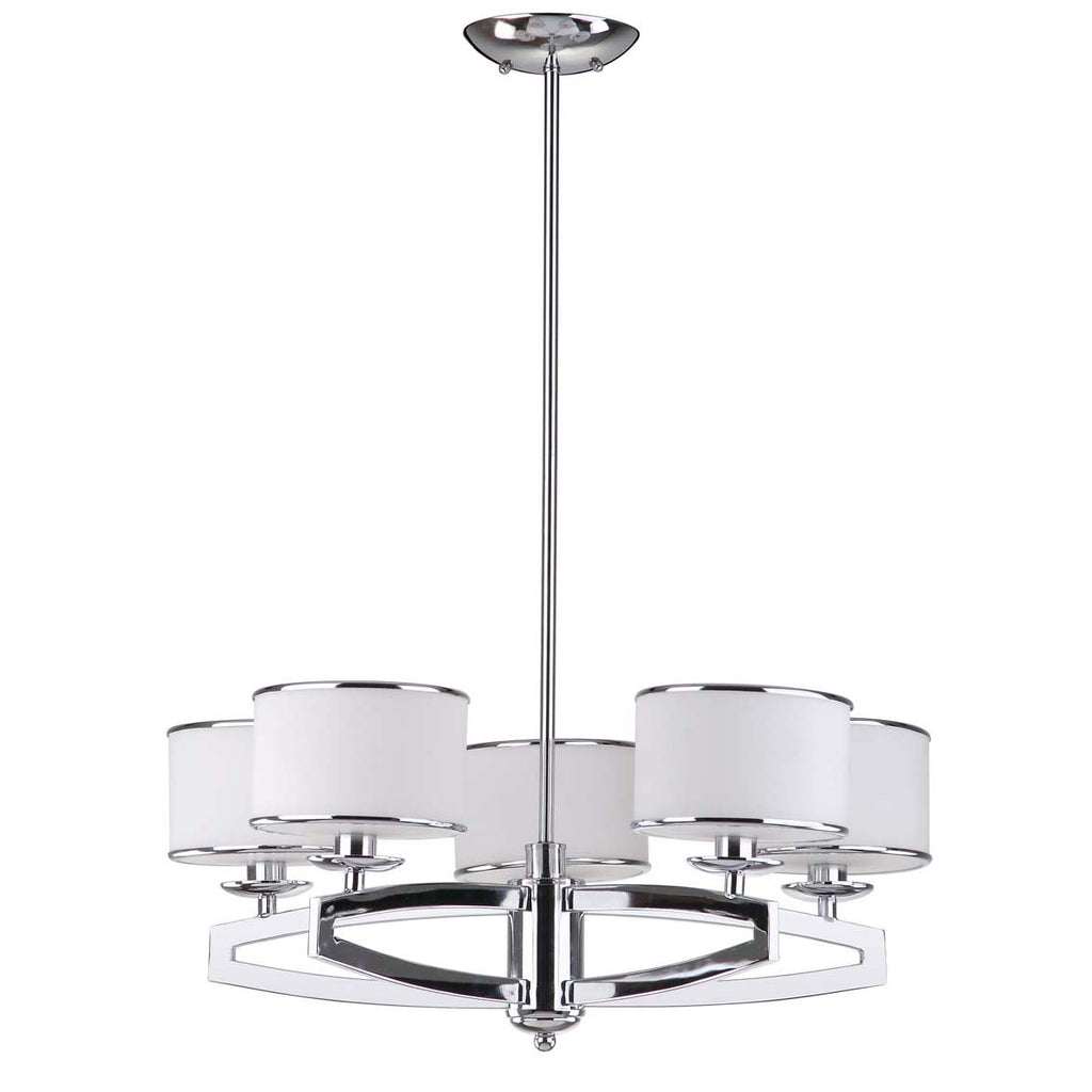 Safavieh Lenora 5 Light Chrome 25 Inch Dia Drum Adjustable Pendant -Chrome