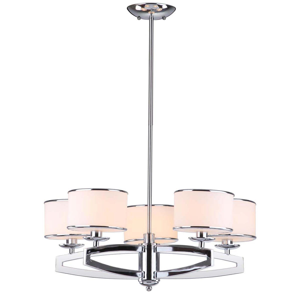 Safavieh Lenora 5 Light Chrome 25 Inch Dia Drum Adjustable Pendant -Chrome