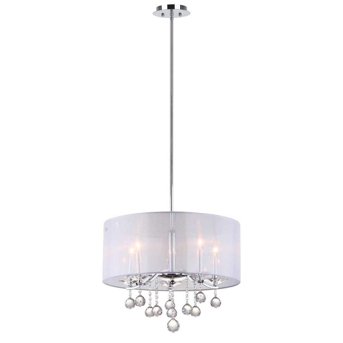 Safavieh Etude 5 Light Chrome Beaded 20-Inch Dia Adjustable Pendant - Chrome