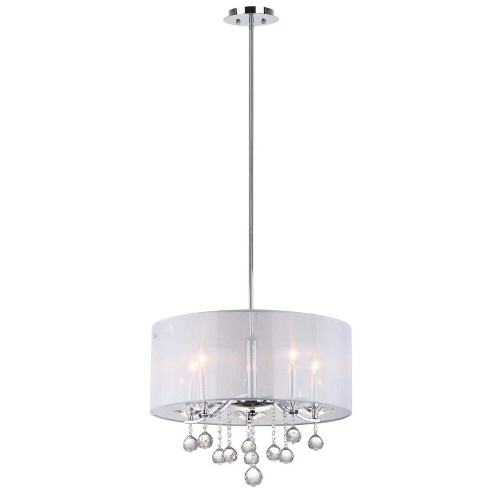 Safavieh Etude 5 Light Chrome Beaded 20-Inch Dia Adjustable Pendant - Chrome