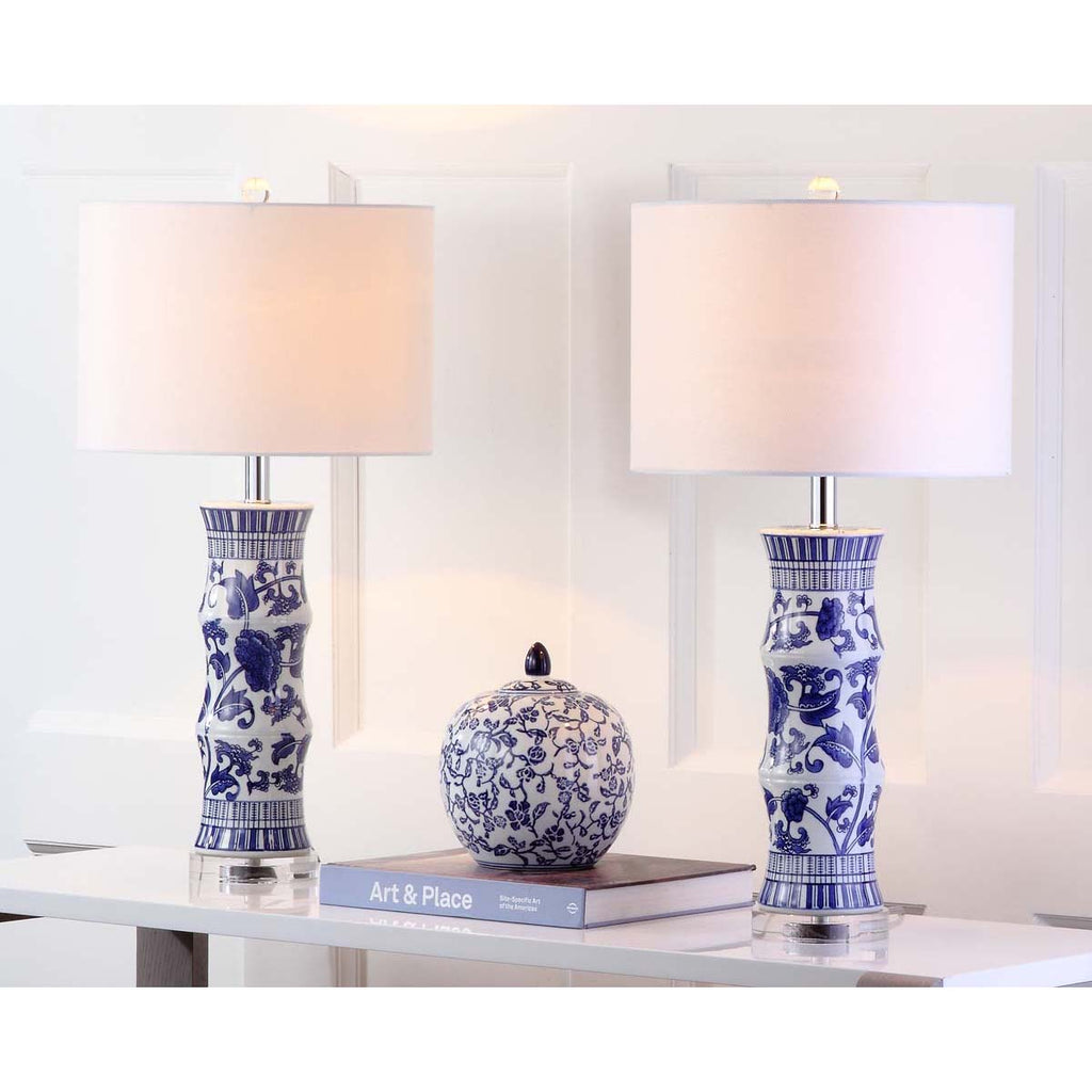 Safavieh Sandy 27.5 Inch H Table Lamp-White/Blue (Set of 2)