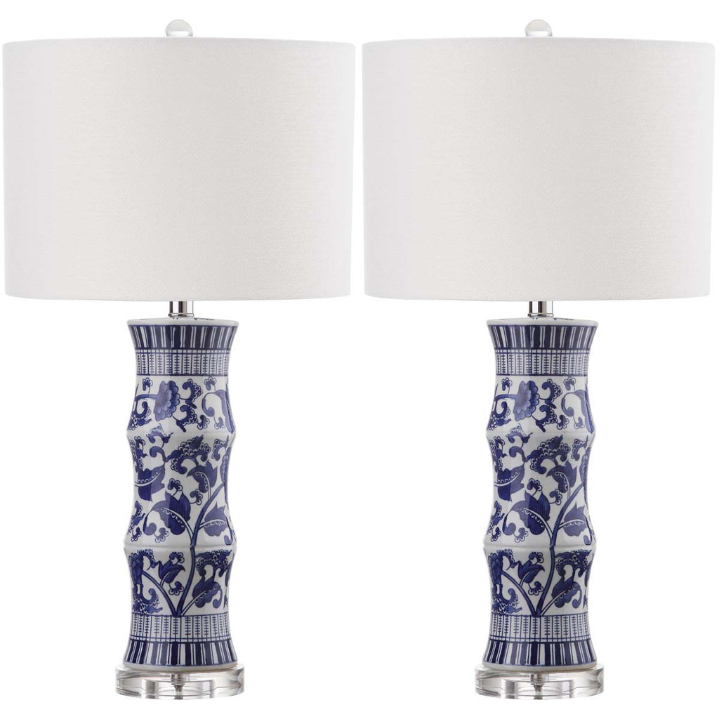 Safavieh Sandy 27.5 Inch H Table Lamp-White/Blue (Set of 2)