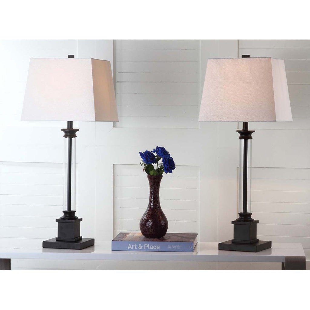 Safavieh Davis 30.5 Inch H Table Lamp-Black/Clear (Set of 2)