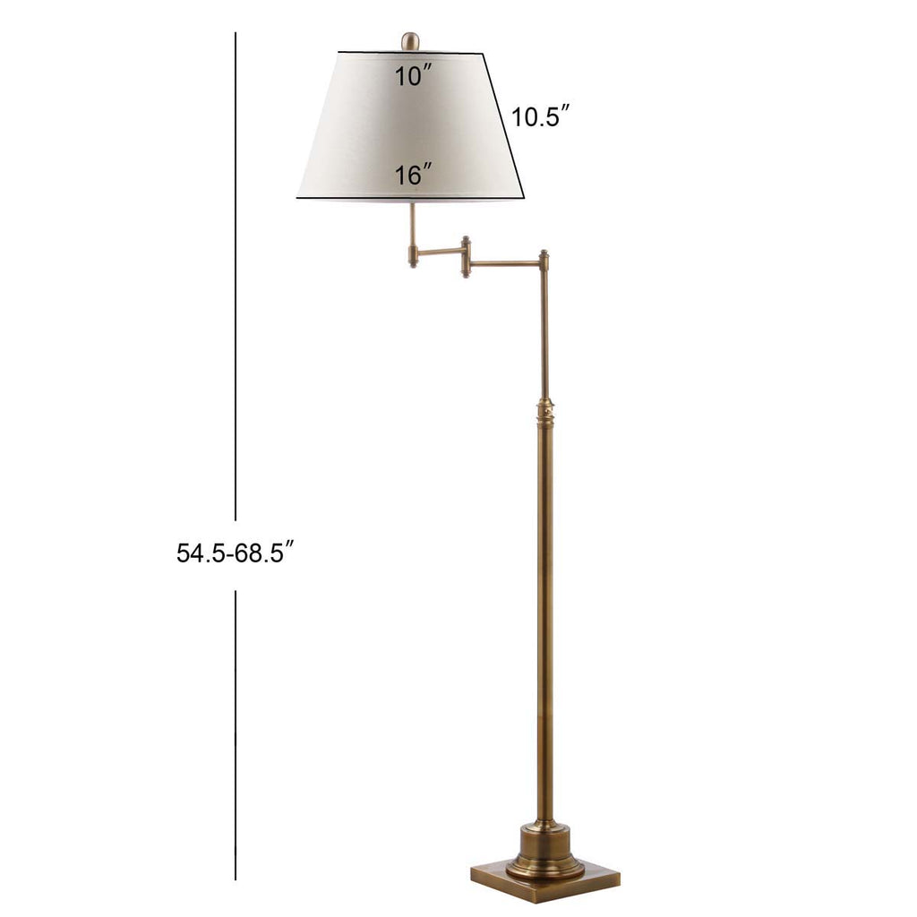 Safavieh Ingram 68.5  Inch H Adjustable Swivel Floor Lamp - Brass