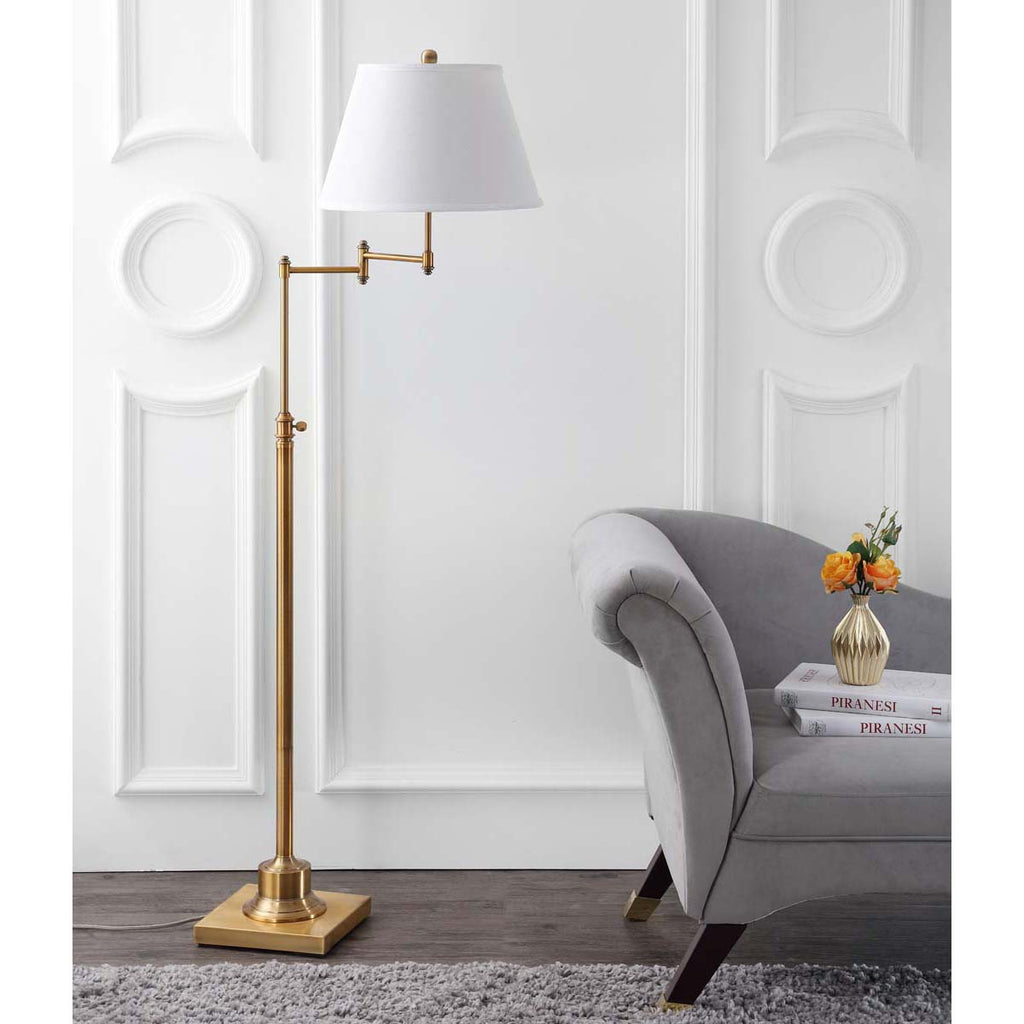 Safavieh Ingram 68.5  Inch H Adjustable Swivel Floor Lamp - Brass