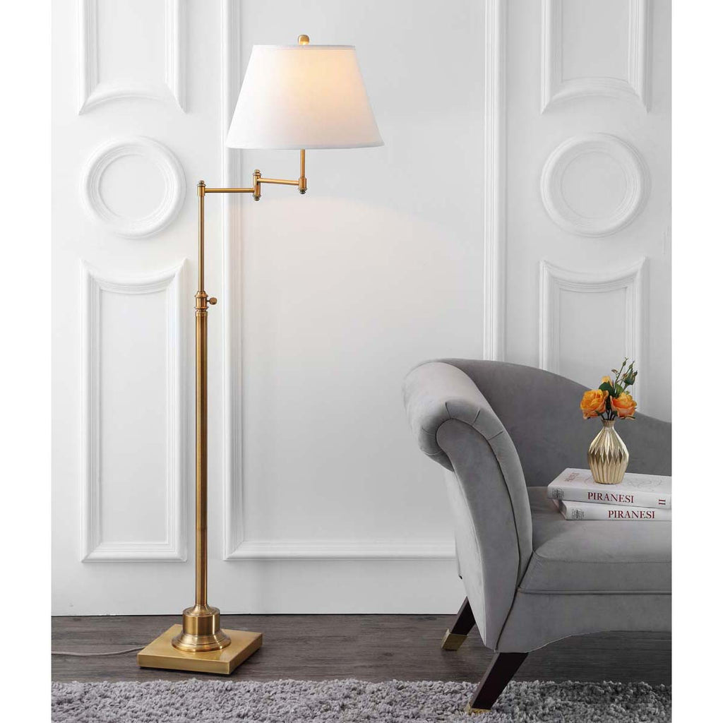 Safavieh Ingram 68.5  Inch H Adjustable Swivel Floor Lamp - Brass