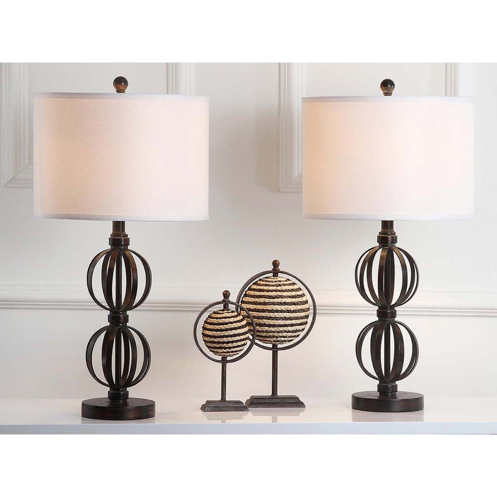 Safavieh Calista 27.75 Inch H Double Sphere Table Lamp-Oil Rubbed Bronze (Set of 2)