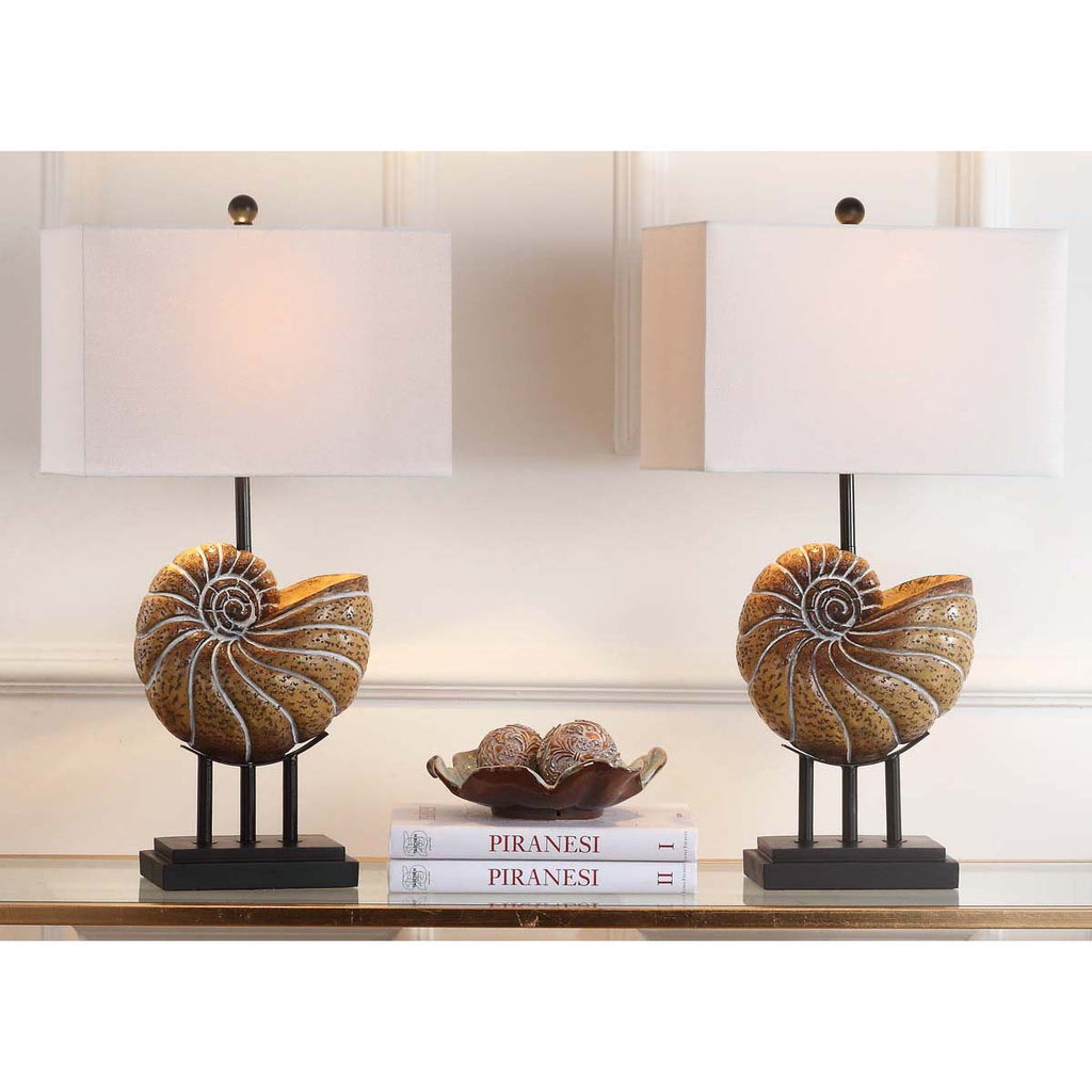 Safavieh Nautilus 28 Inch H Shell Table Lamp-Light Brown (Set of 2)