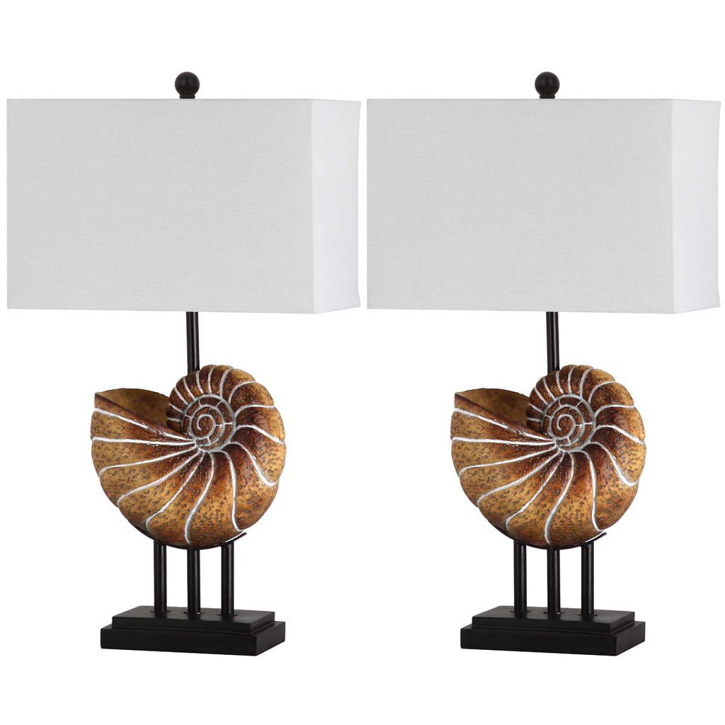 Safavieh Nautilus 28 Inch H Shell Table Lamp-Light Brown (Set of 2)