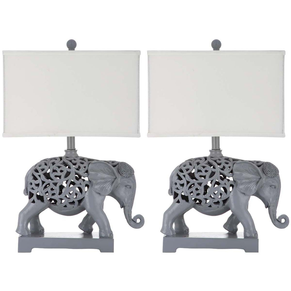 Safavieh Hathi 25.5 Inch H Sculpture Table Lamp-Light Grey (Set of 2)