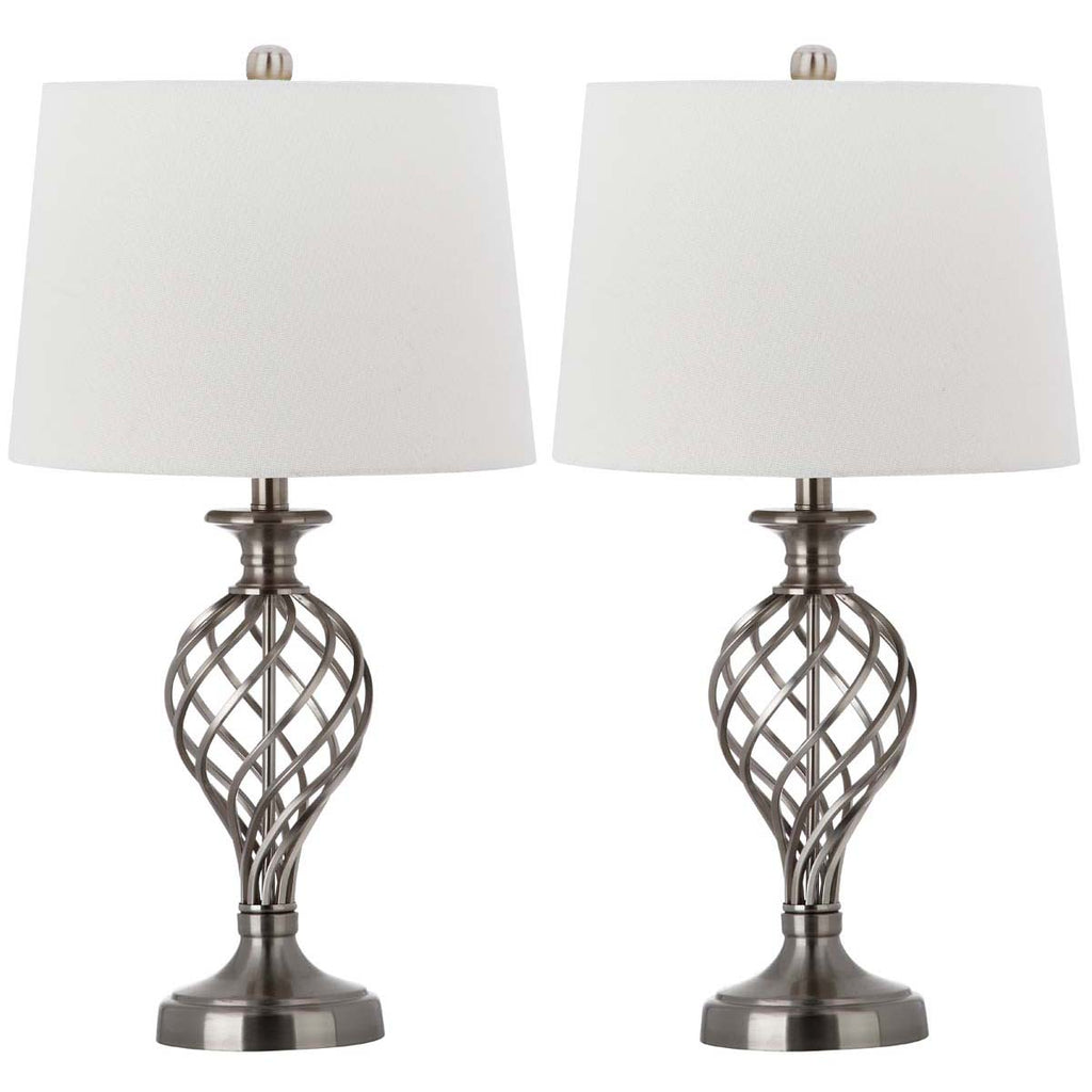 Safavieh Lattice 26.75 Inch H Urn Table Lamp-Nickel (Set of 2)