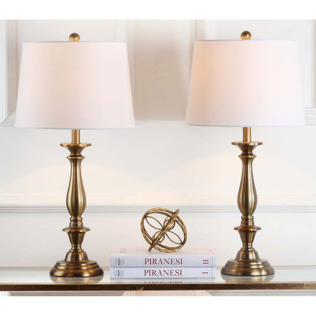 Safavieh Brighton 29 Inch H Candlestick Table Lamp-Gold (Set of 2)