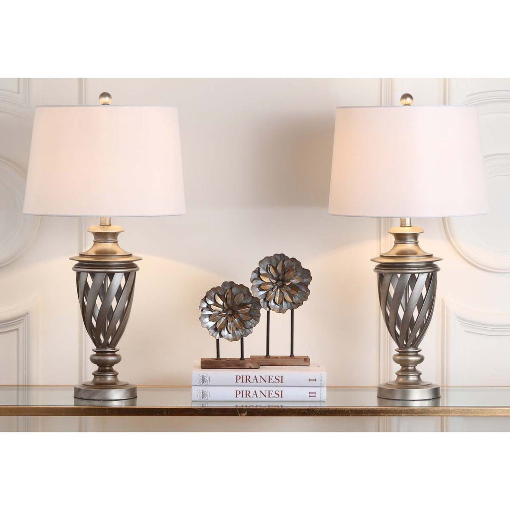 Safavieh Byron 28.5 Inch H Urn Table Lamp-Antique Silver (Set of 2)