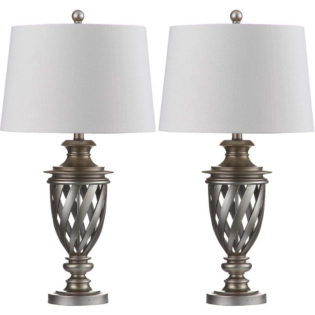 Safavieh Byron 28.5 Inch H Urn Table Lamp-Antique Silver (Set of 2)