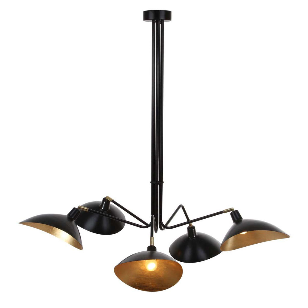 Safavieh Lettie 5 Light Gold Leaf Detail 49 Inch Dia Pendant-Black