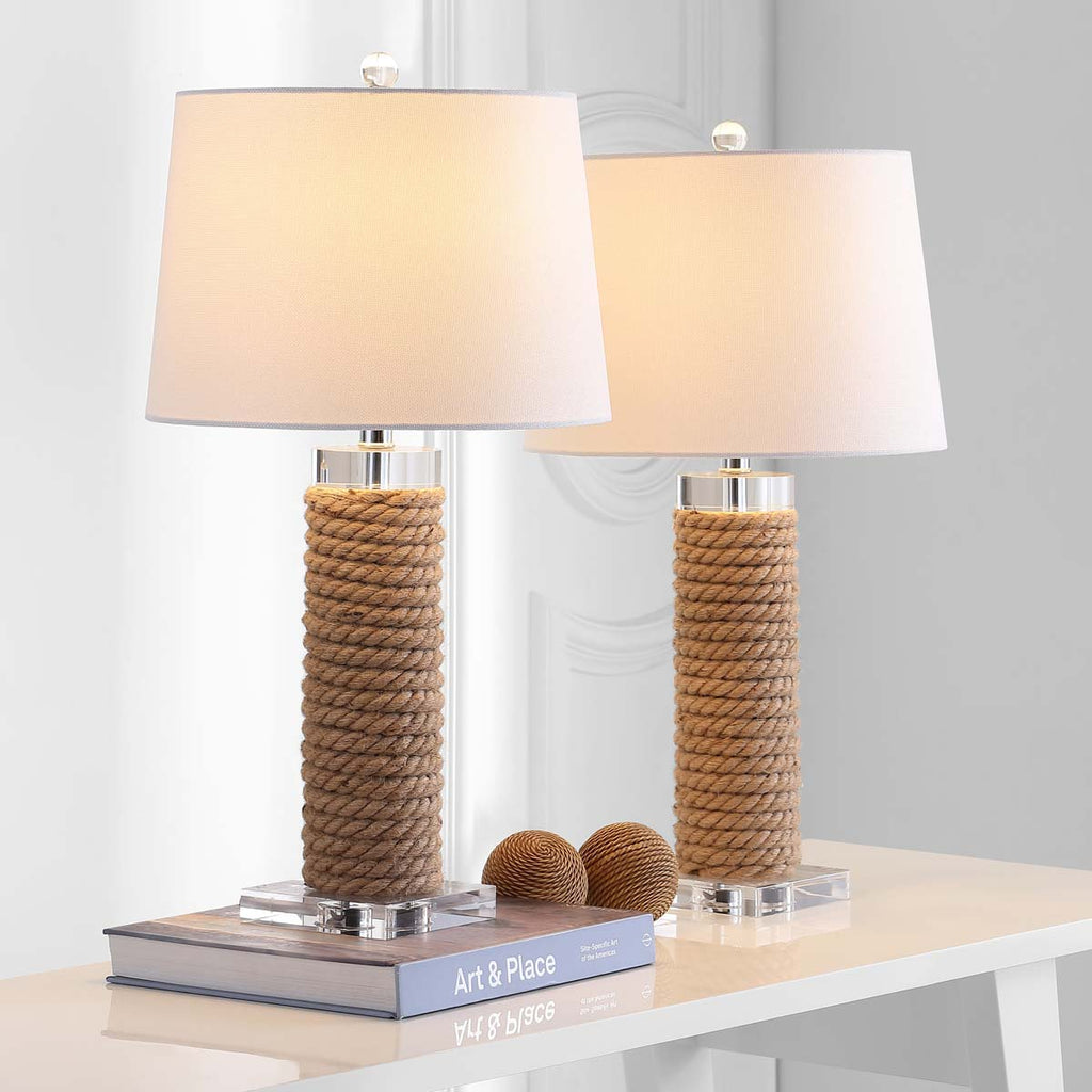 Safavieh Boyd 26.5 Inch H  Rope Table Lamp - Brown / Off White (Set of 2)