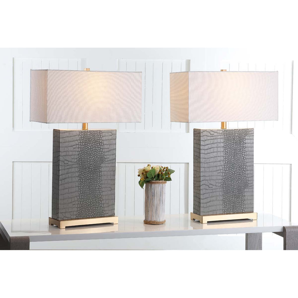 Safavieh Joyce 27.75 Inch H Faux Alligator Table Lamp-Grey (Set of 2)