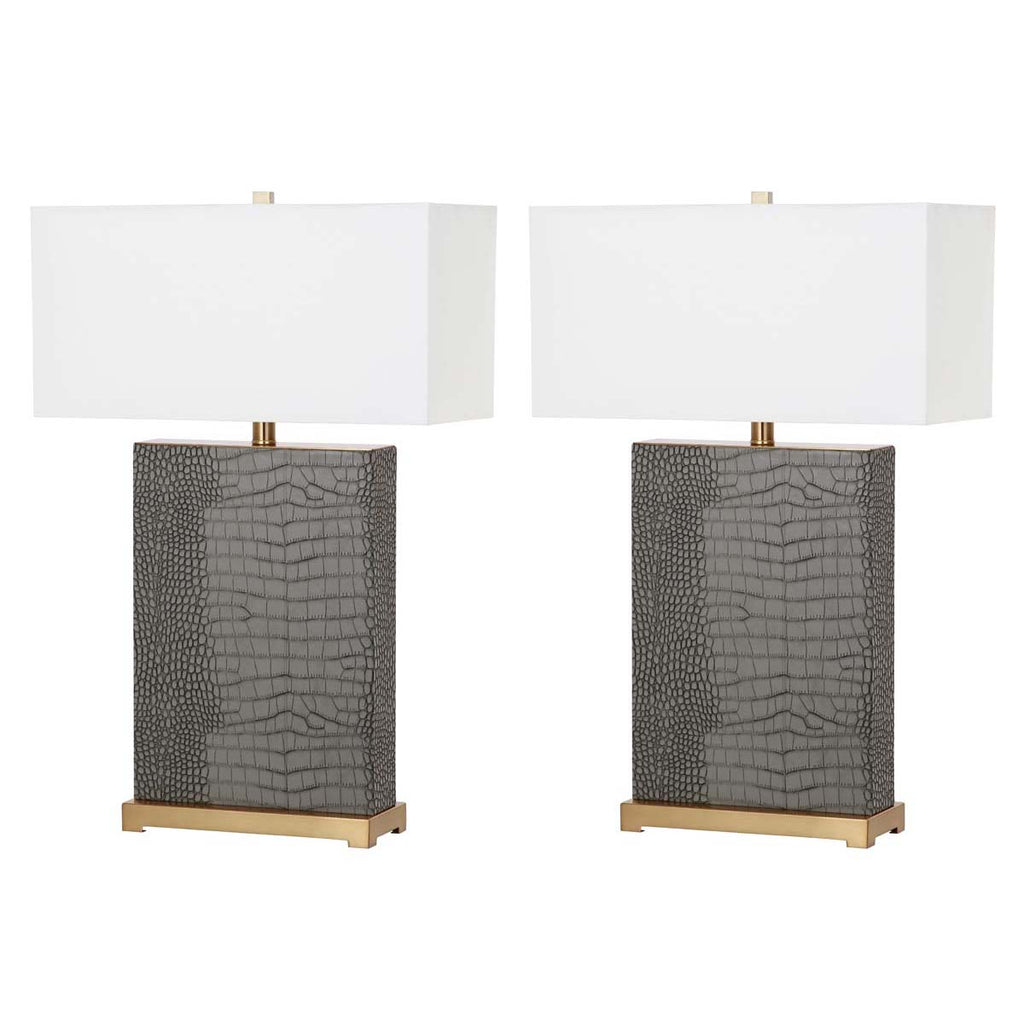 Safavieh Joyce 27.75 Inch H Faux Alligator Table Lamp-Grey (Set of 2)