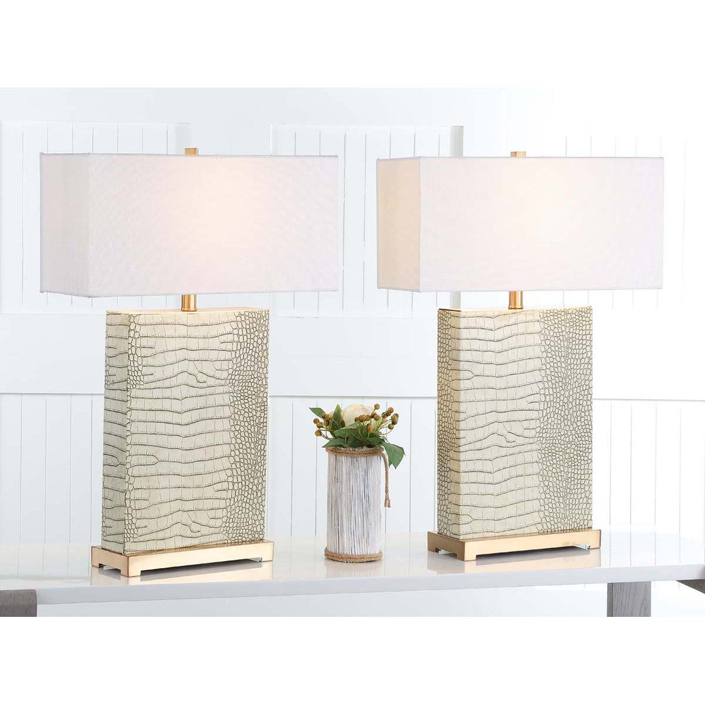 Safavieh Joyce 27.75 Inch H Faux Alligator Table Lamp-Cream (Set of 2)