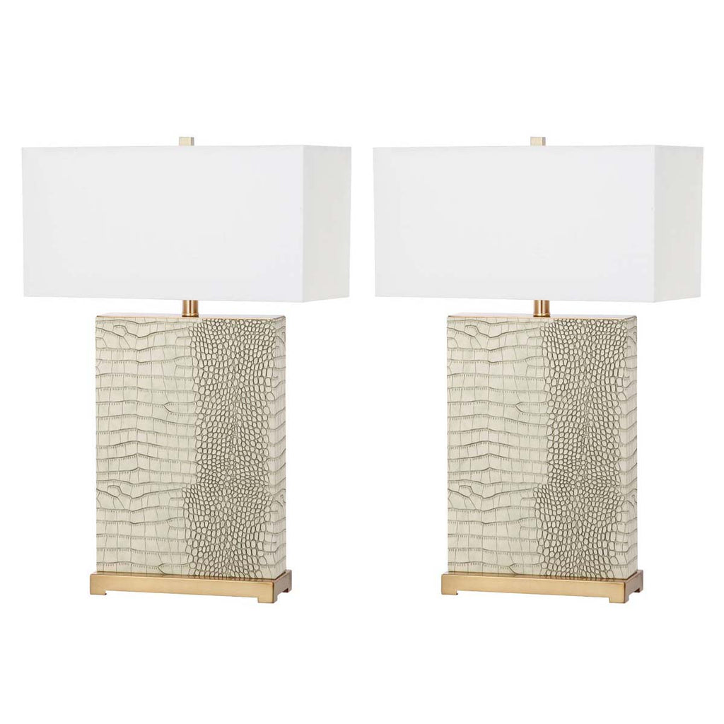 Safavieh Joyce 27.75 Inch H Faux Alligator Table Lamp-Cream (Set of 2)