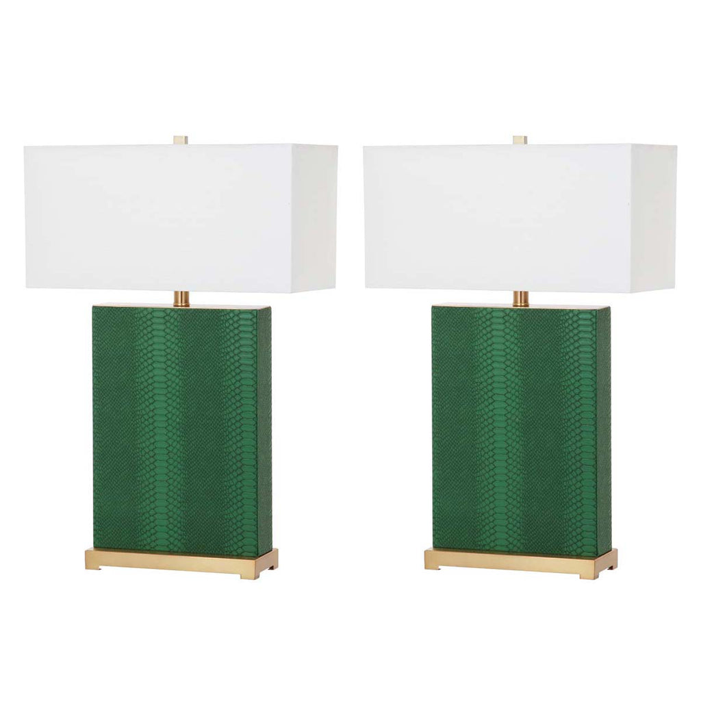 Safavieh Joyce 27.75 Inch H Faux Snakeskin Table Lamp-Dark Green (Set of 2)