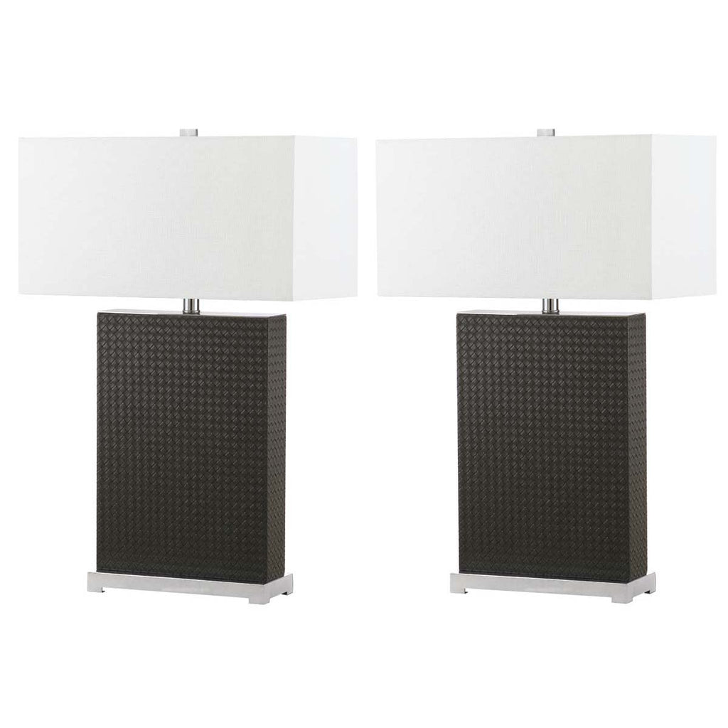 Safavieh Joyce 27.75 Inch H Faux Woven Leather Table Lamp-Grey (Set of 2)