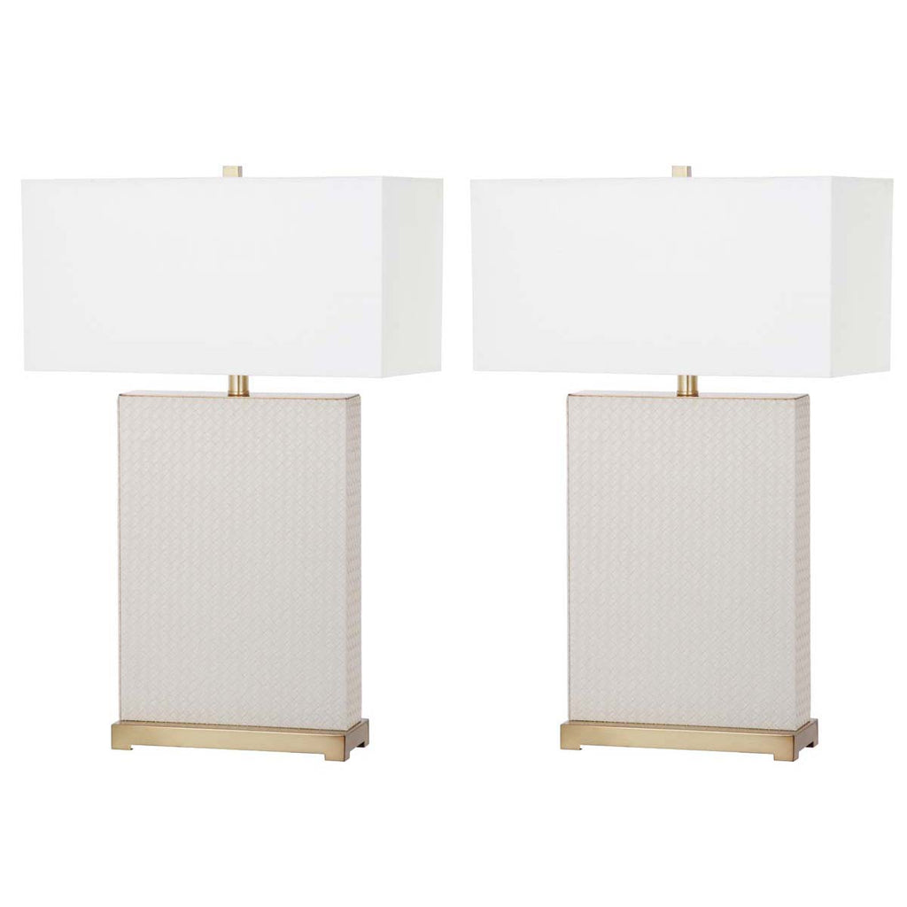 Safavieh Joyce 27.75 Inch H Faux Woven Leather Table Lamp-Cream (Set of 2)