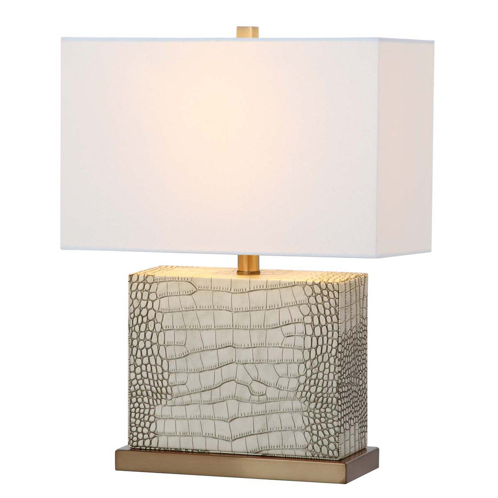 Safavieh Delia 20.5 Inch H Faux Alligator Table Lamp-Cream