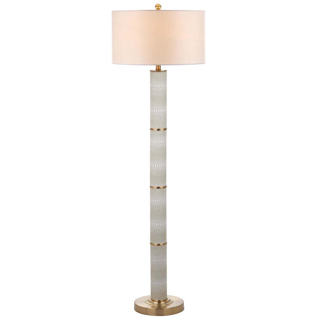 Safavieh Marcello 60.5 Inch H Faux Snakeskin Floor Lamp-Off White