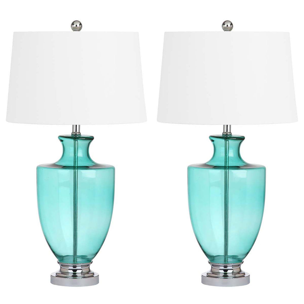 Safavieh Desiree 30 Inch H Glass Table Lamp-Green (Set of 2)