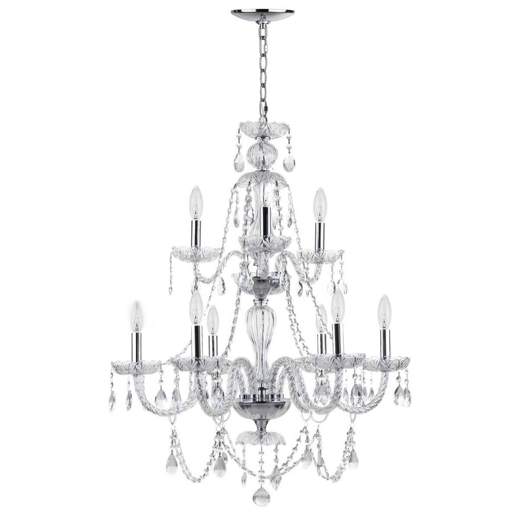 Safavieh Aura 9 Light 26 Inchdia Adjustable Beaded Chandelier-Chrome/Clear