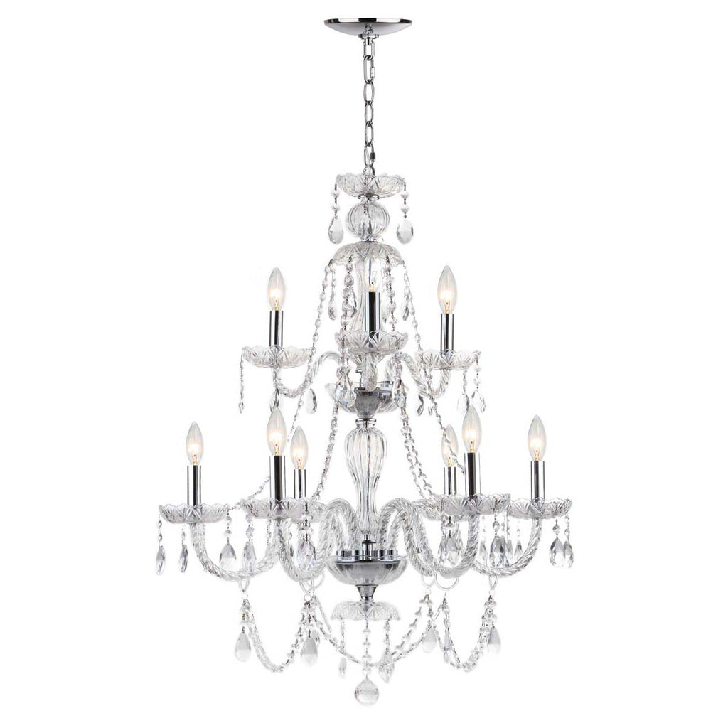 Safavieh Aura 9 Light 26 Inchdia Adjustable Beaded Chandelier-Chrome/Clear