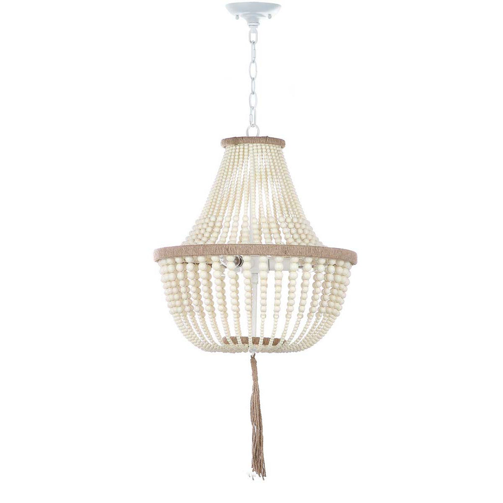 Safavieh Lush Kristi 3 Light 16.5 Inch Dia Cream Beaded Pendant-Cream