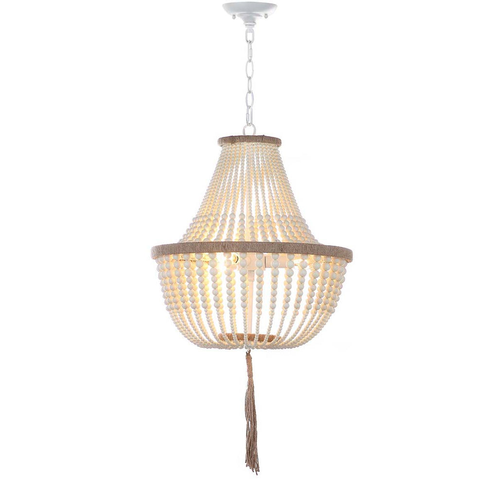 Safavieh Lush Kristi 3 Light 16.5 Inch Dia Cream Beaded Pendant-Cream