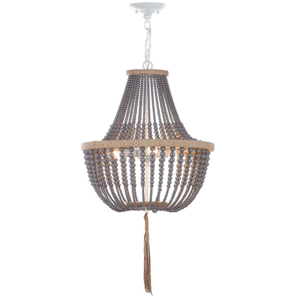 Safavieh Lush Kristi 3 Light 16.5 Inch Dia Grey Beaded Pendant-Grey