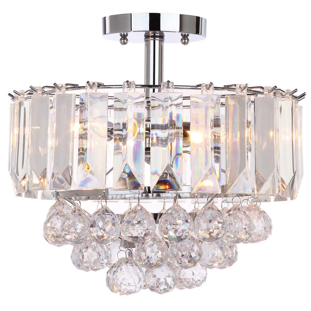 Safavieh Vaxcel 3 Lights Chrome Acrylic 13.5 Inch Dia Flush Mount-Chrome/Clear