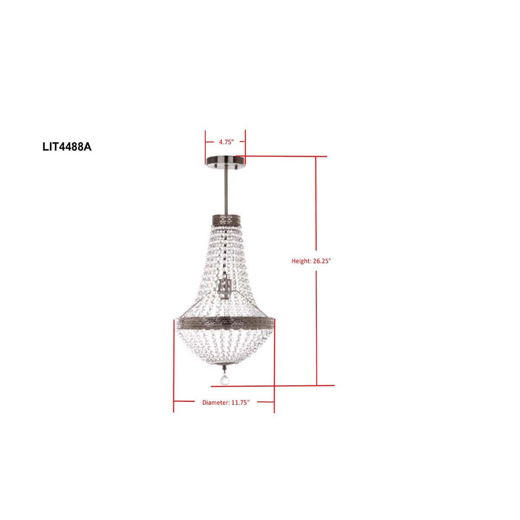 Safavieh Shirley Grand 1 Light 11.75 Inch Dia Pendant-Nickel/Clear