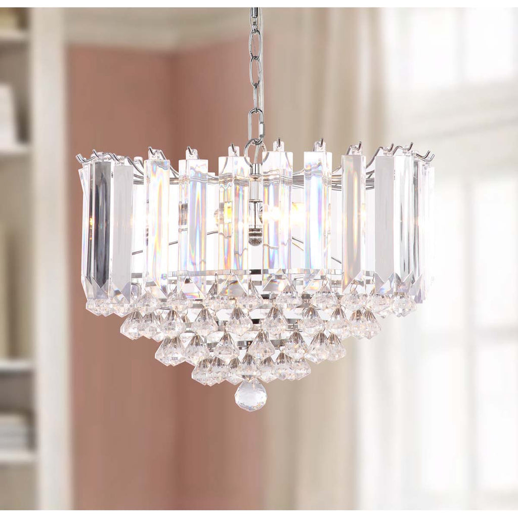 Safavieh Hampton 2 Light Chrome 16.5 Inch Dia Glass Pendant-Chrome/Clear