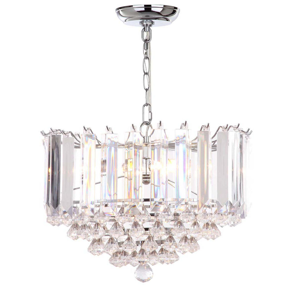 Safavieh Hampton 2 Light Chrome 16.5 Inch Dia Glass Pendant-Chrome/Clear