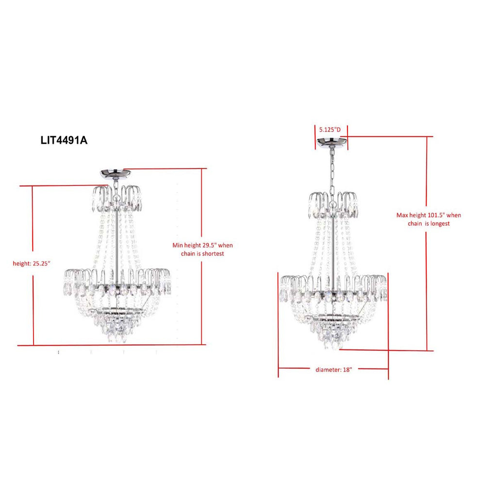 Safavieh Sonja 3 Light Chrome 18 Inch Dia Pendant-Chrome/Clear