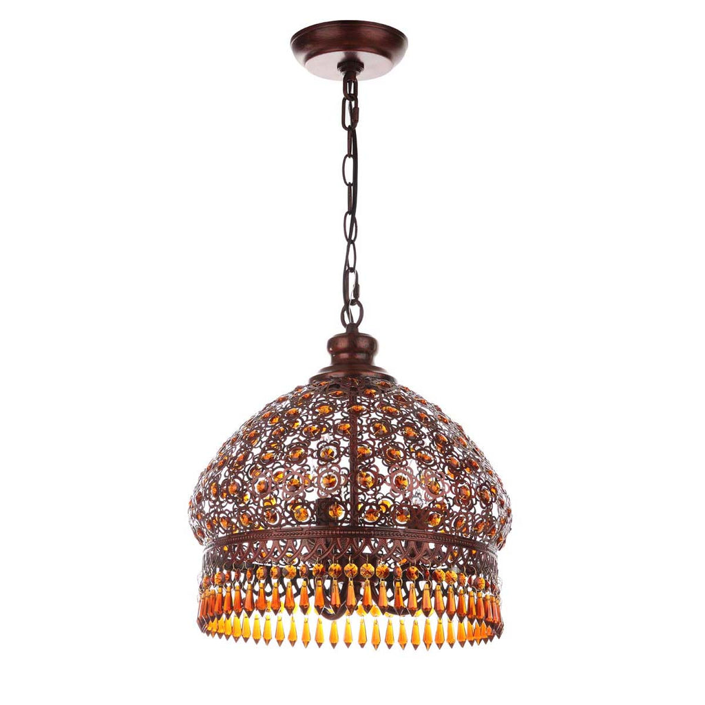 Safavieh Sultan Jeweled 3 Light Bronze 13.5 Inch Dia Pendant-Dark Bronze/Amber