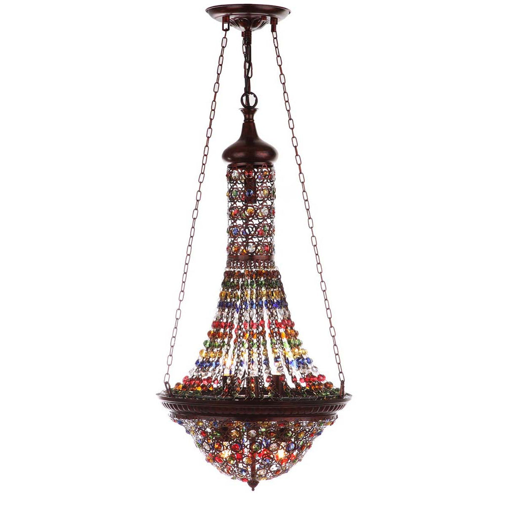 Safavieh Moroccan Gentle 15.25 Inch Dia Pendant Lamp-Dark Bronze/Multicolor