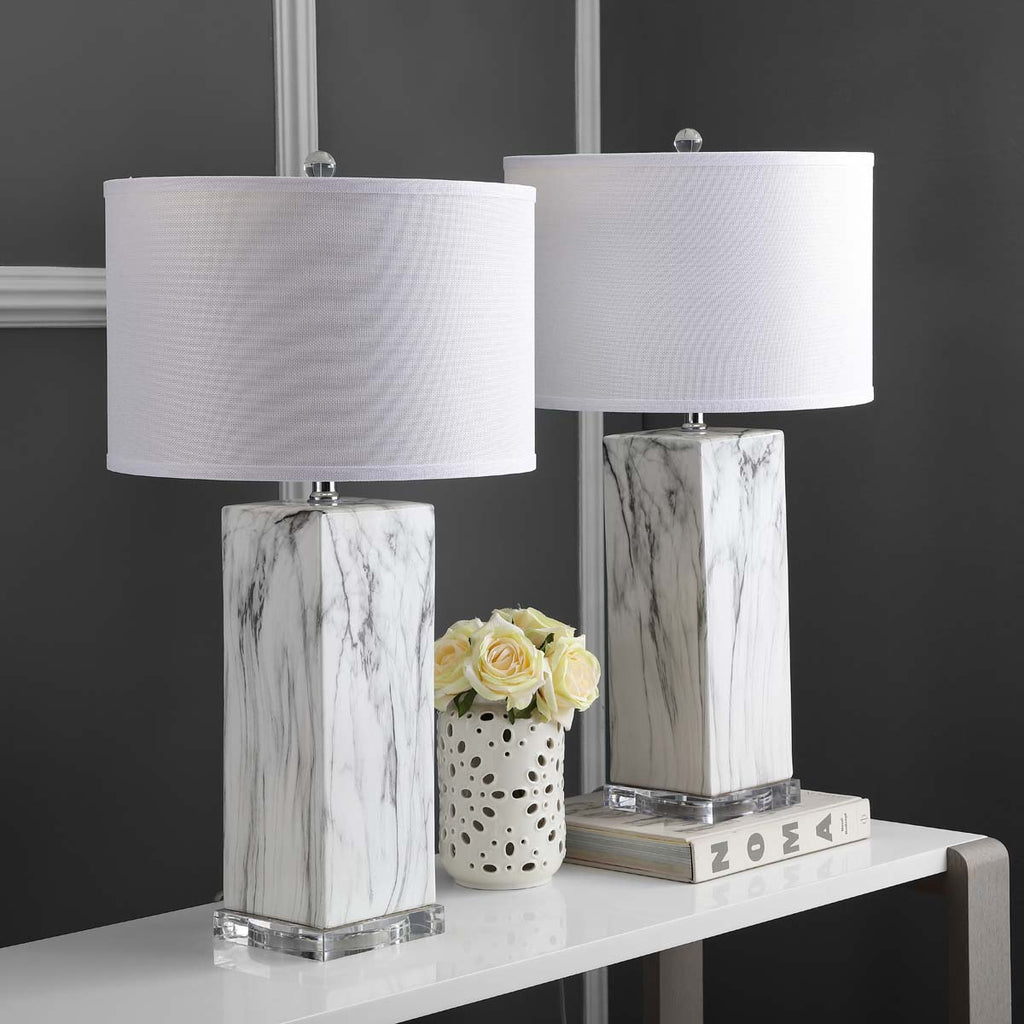 Safavieh Olympia Marble Table Lamp-Black/White Marble (Set of 2)