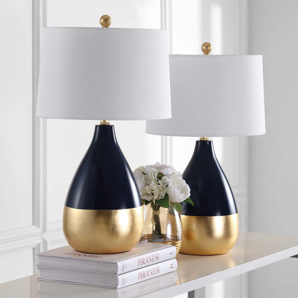 Safavieh Kingship 24 Inch H Navy And Gold Table Lamp-Navy/Gold (Set of 2)