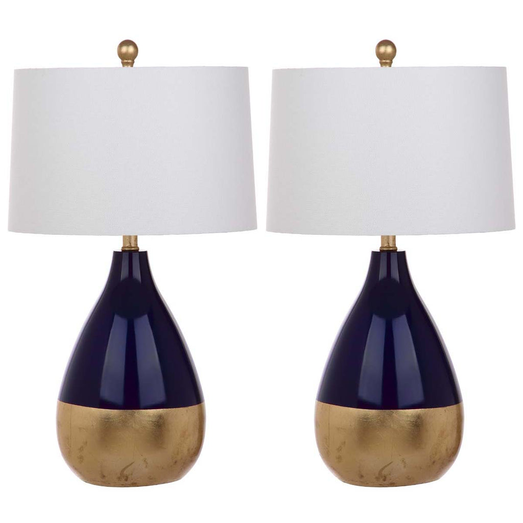 Safavieh Kingship 24 Inch H Navy And Gold Table Lamp-Navy/Gold (Set of 2)